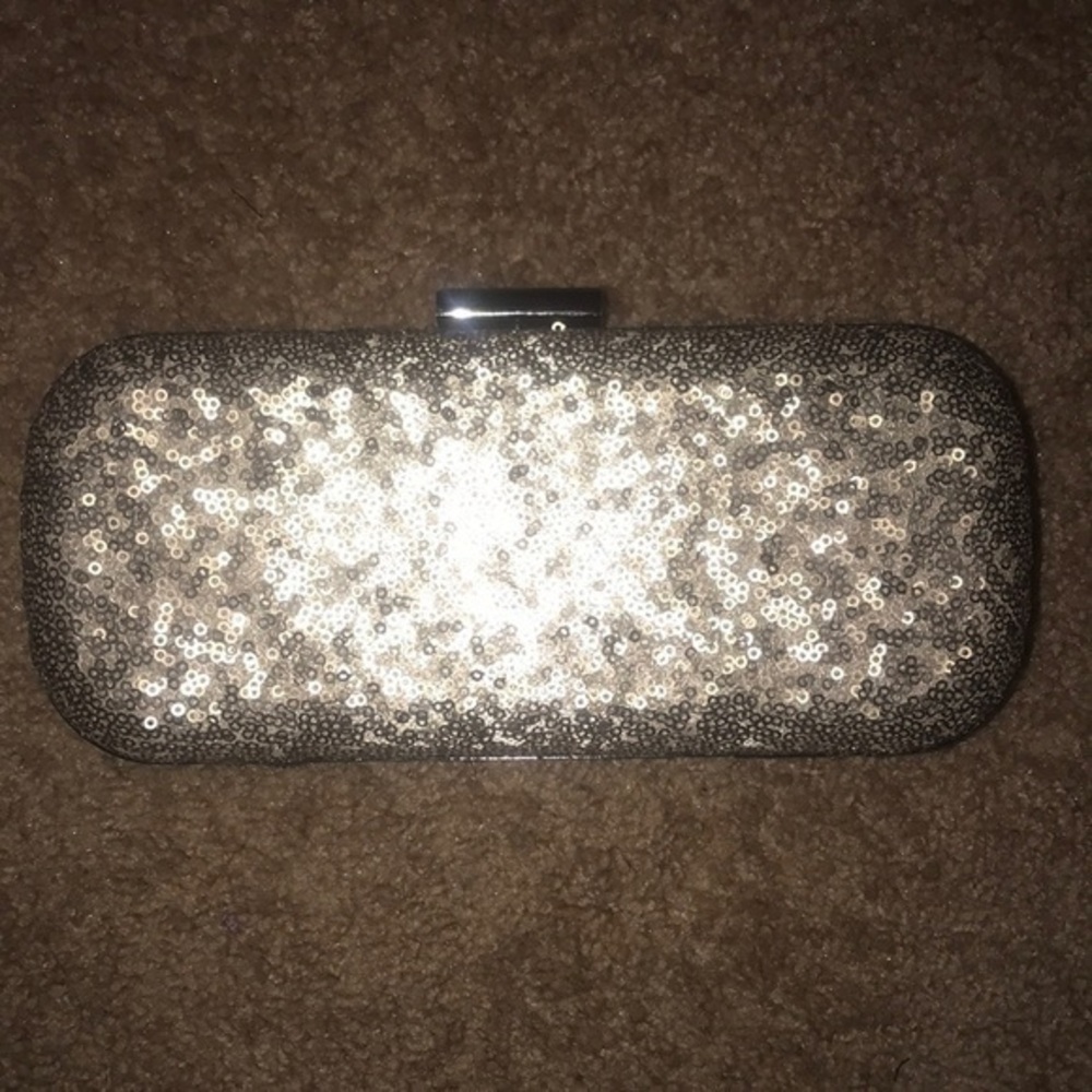 Jessica McClintock blush sequin clutch handbag purse